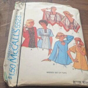 McCall's 5523 Misses Set of Tops Pattern - Size Small